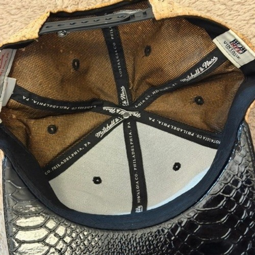 Mitchell & Ness New England Patriots Cork Black Snakeskin Snapback Hat NFL Cap - Picture 6 of 10